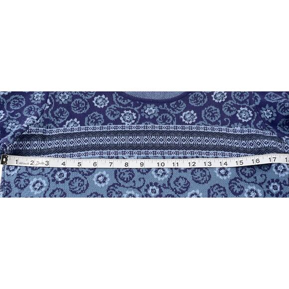 LL Bean Blue Knit Sweater Women’s Small Round Neck Long Sleeve Pullover Striped - Picture 8 of 11